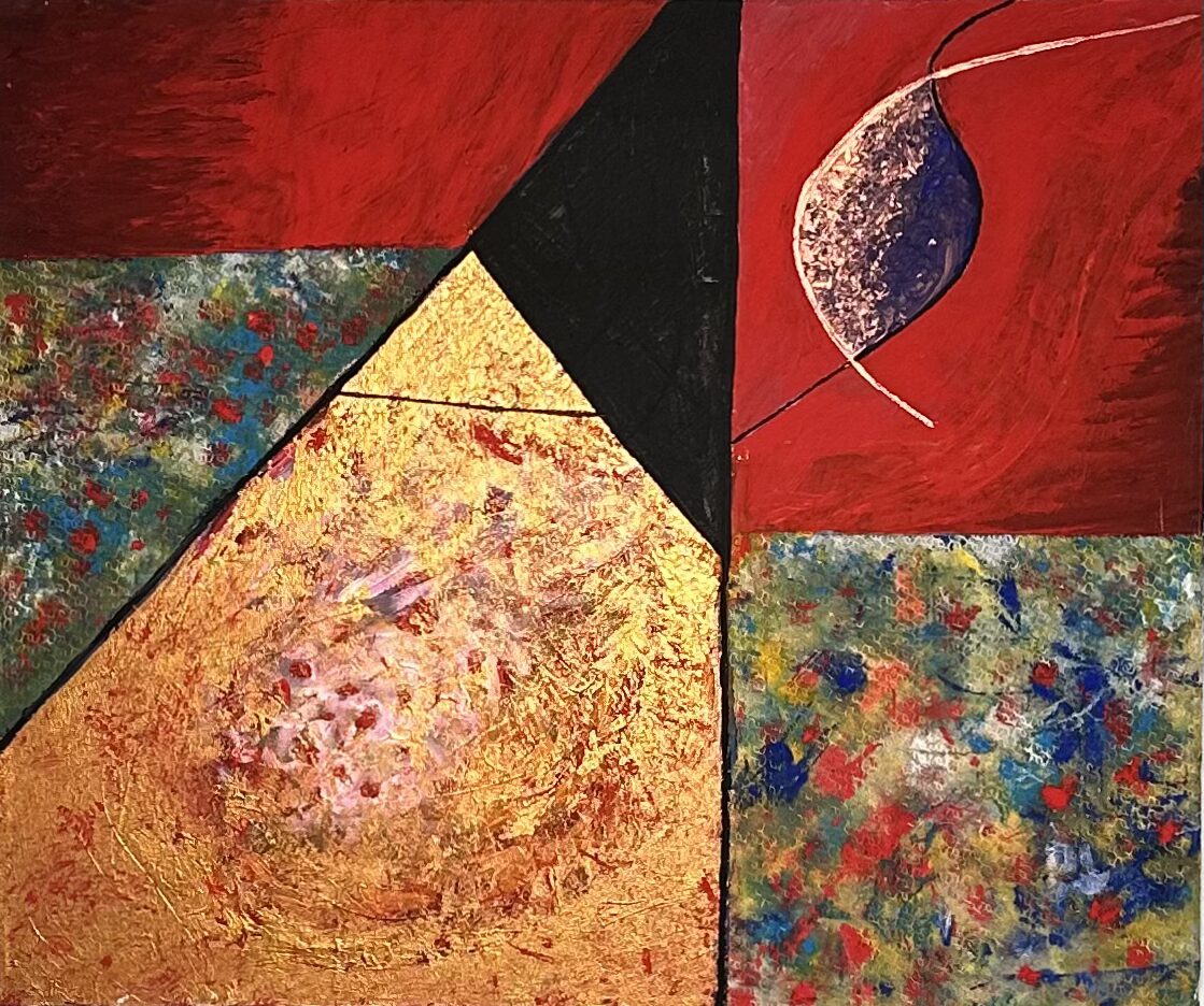 Fioriture a crilico e materie su tela (50×60)