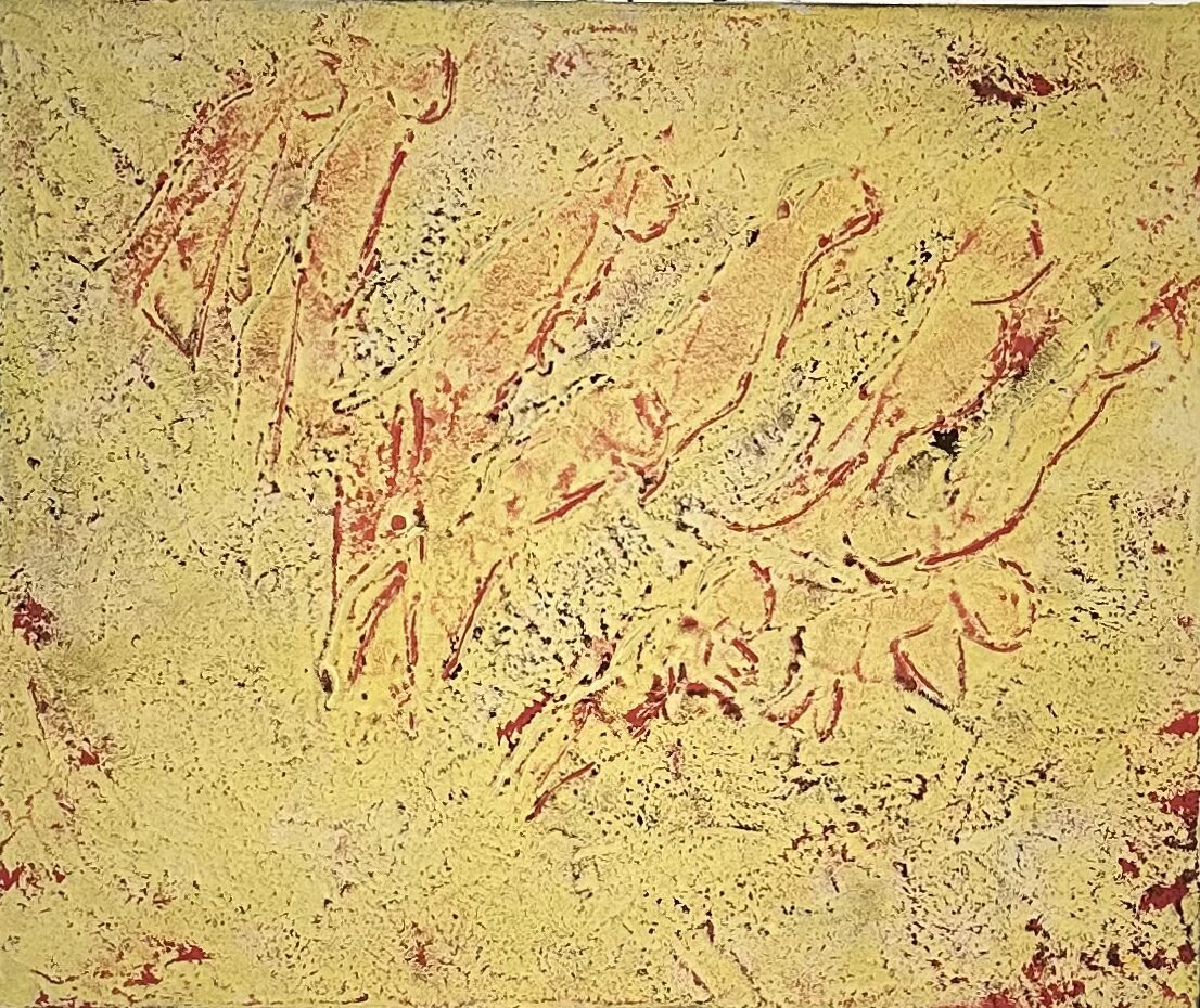 La processione-acrilico e sabbie su tela(50×60)