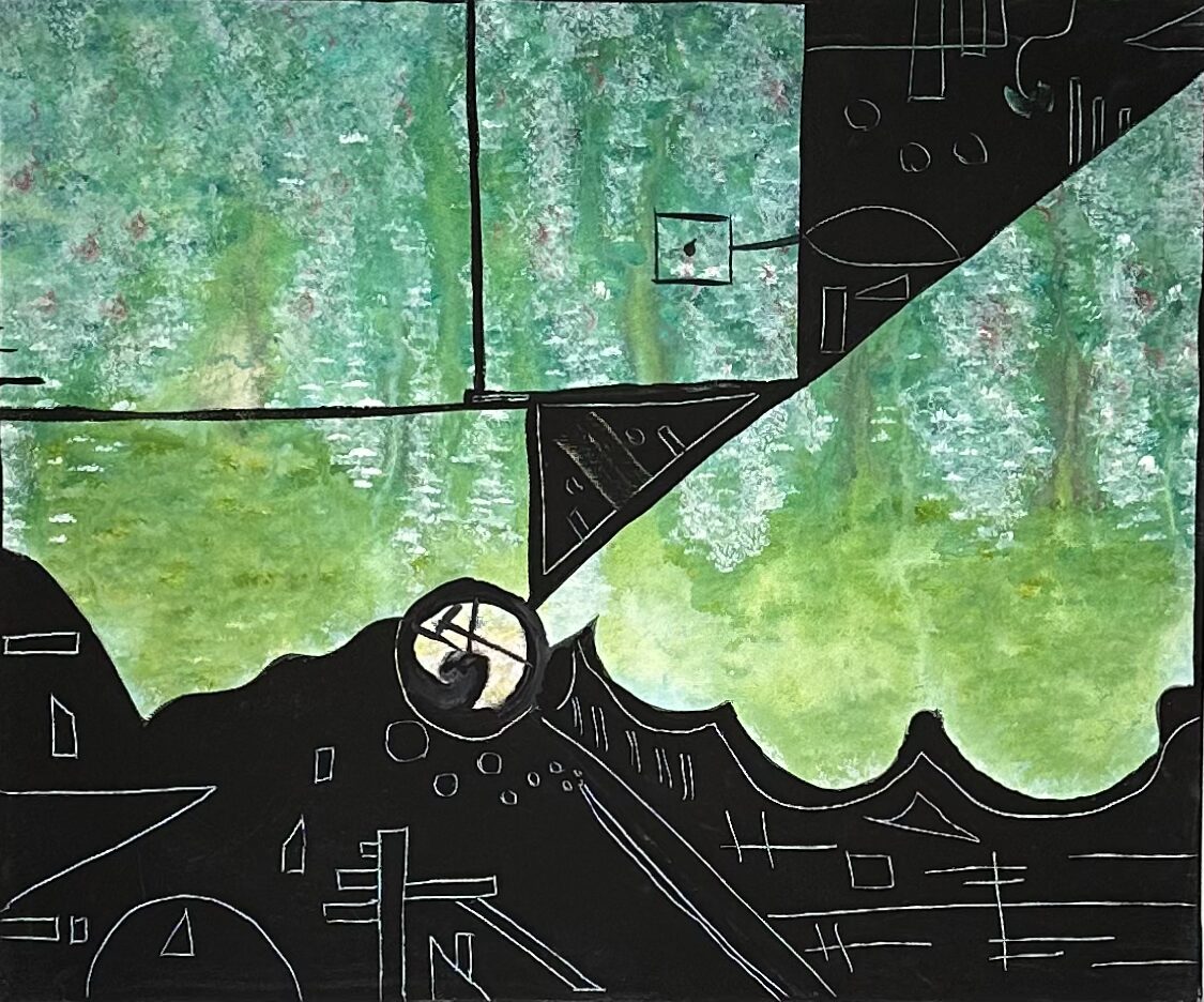 Combinazioni di verde-acrilico su tela(50×60)